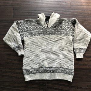 Vtg SKOVDAL DENMARK Sweater Sz M 100% Pure New Wool 1/4 Zip Fair Isle Ski Thick